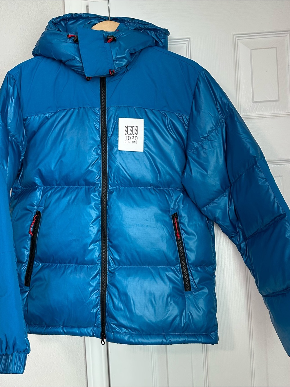 Topo Designs Blue Big Puffer Primaloft Insulation Down Hooded Jacket